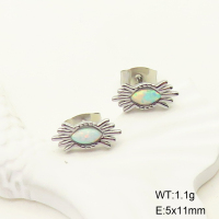 6E4003964bhia-700  SS 316  Synthetic Opal,,Handmade Polished  Stainless Steel Earrings