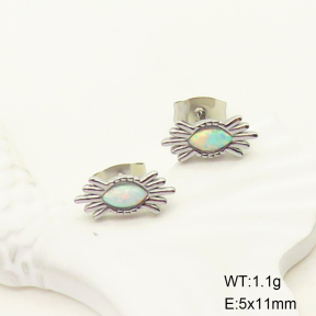 6E4003964bhia-700  316 SS Synthetic Opal,,Handmade Polished  Stainless Steel Earrings