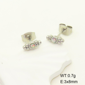 6E4003966vhha-700  316 SS Synthetic Opal,,Handmade Polished  Stainless Steel Earrings