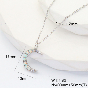 6N4004127vhlm-G034  Czech Stones & Synthetic Opal ,Handmade Polished  Stainless Steel Necklace