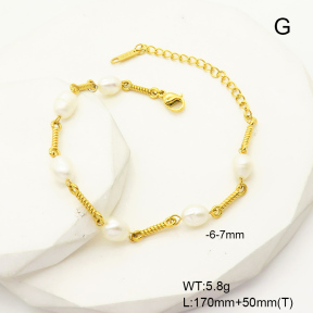 GEB000549bhia-066  Cultured Freshwater Pearls,Handmade Polished  Stainless Steel Bracelet