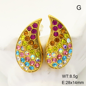 GEE001530bhia-066  Czech Stones,Handmade Polished  Stainless Steel Earrings