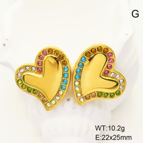 GEE001626bhia-066  Czech Stones,Handmade Polished  Stainless Steel Earrings