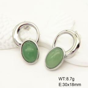 GEE001642bhva-066  Green Aventurine,Handmade Polished  Stainless Steel Earrings