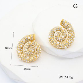 GEE001775bhia-066  Czech Stones & Plastic Imitation Pearls,Handmade Polished  Stainless Steel Earrings