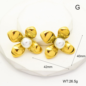 GEE001824bhia-066  Shell Beads,Handmade Polished  Stainless Steel Earrings