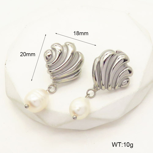 GEE001827vhha-066  Cultured Freshwater Pearls,Handmade Polished  Stainless Steel Earrings