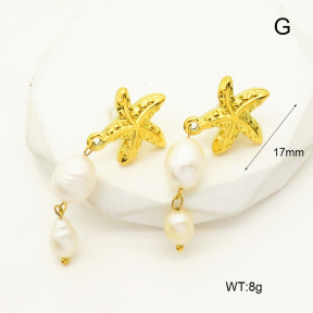 GEE001831bhva-066  Cultured Freshwater Pearls,Handmade Polished  Stainless Steel Earrings