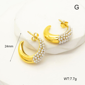 GEE001834bhia-066  Plastic Imitation Pearls,Handmade Polished  Stainless Steel Earrings