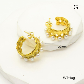 GEE001835bhia-066  Plastic Imitation Pearls,Handmade Polished  Stainless Steel Earrings
