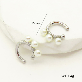 GEE001838vbpb-066  Plastic Imitation Pearls,Handmade Polished  Stainless Steel Earrings