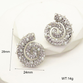 GEE001843bhva-066  Czech Stones & Plastic Imitation Pearls,Handmade Polished  Stainless Steel Earrings