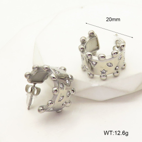 GEE001847bhva-066  Czech Stones,Handmade Polished  Stainless Steel Earrings