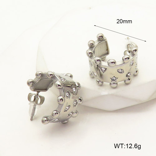 GEE001847bhva-066  Czech Stones,Handmade Polished  Stainless Steel Earrings