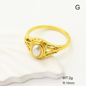 GER000958vhha-066  6-8#  Plastic Imitation Pearls,Handmade Polished  Stainless Steel Ring