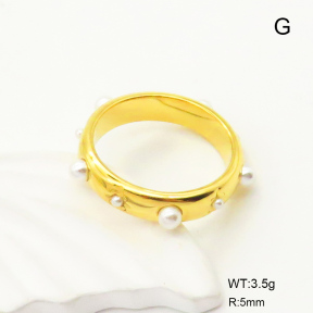 GER000961bhia-066  6-8#  Plastic Imitation Pearls,Handmade Polished  Stainless Steel Ring