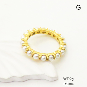 GER000962bhia-066  6-8#  Plastic Imitation Pearls,Handmade Polished  Stainless Steel Ring