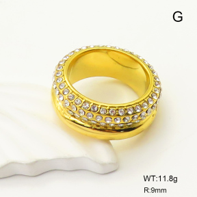 GER000972vhkb-066  6-8#  Czech Stones,Handmade Polished  Stainless Steel Ring