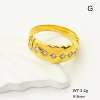 GER000975bhia-066  6-8#  Czech Stones,Handmade Polished  Stainless Steel Ring