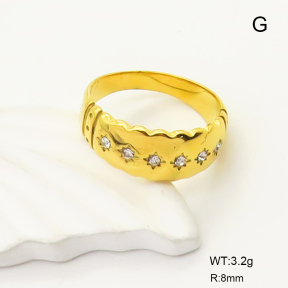 GER000975bhia-066  6-8#  Czech Stones,Handmade Polished  Stainless Steel Ring