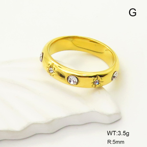 GER000979bhia-066  6-8#  Czech Stones,Handmade Polished  Stainless Steel Ring