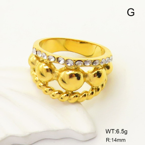 GER000983bhia-066  6-8#  Czech Stones,Handmade Polished  Stainless Steel Ring