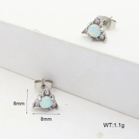 R68A3656  316 SS Czech Stones & Synthetic Opal ,Handmade Polished  Stainless Steel Earrings