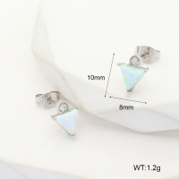 6E4004080bhjm-G034  316 SS Czech Stones & Synthetic Opal ,Handmade Polished  Stainless Steel Earrings