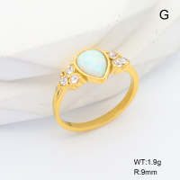 R68A3588  316 SS Czech Stones & Synthetic Opal ,Handmade Polished  Stainless Steel Ring