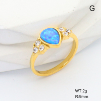 R68A3588  316 SS Czech Stones & Synthetic Opal ,Handmade Polished  Stainless Steel Ring