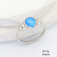 R68A3595  316 SS Czech Stones & Synthetic Opal ,Handmade Polished  Stainless Steel Ring