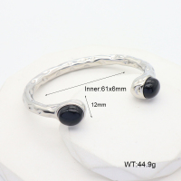 R68A3732  Cat Eye Stones,Handmade Polished  Stainless Steel Bangle