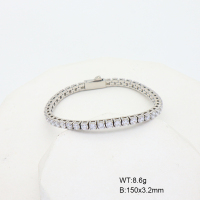 GEB000534alol-066  3A Zircon,Handmade Polished  Stainless Steel Bracelet