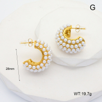 R68A3879  Czech Stones & Plastic Imitation Pearls,Handmade Polished  Stainless Steel Earrings