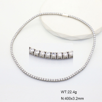 GEN001349hjjb-066  3A Zircon,Handmade Polished  Stainless Steel Necklace