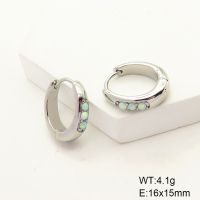 6E4003991bhjm-G034  SS 316  Synthetic Opal,Handmade Polished  Stainless Steel Earrings