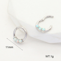 6E4004017bhjm-G034  316 SS Synthetic Opal,Handmade Polished  Stainless Steel Earrings