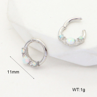 6E4004019bhkj-G034  316 SS Czech Stones & Synthetic Opal ,Handmade Polished  Stainless Steel Earrings