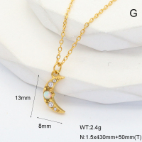 6N4004215bhkh-G034  316 SS Czech Stones & Synthetic Opal ,Handmade Polished  Stainless Steel Necklace