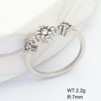 6R4000941vhha-106D  6-8#  Czech Stones,Handmade Polished  Stainless Steel Ring