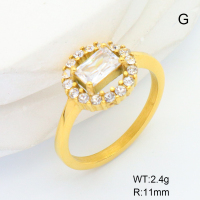 6R4000946ahjb-106D  6-8#  Czech Stones & Zircon,Handmade Polished  Stainless Steel Ring