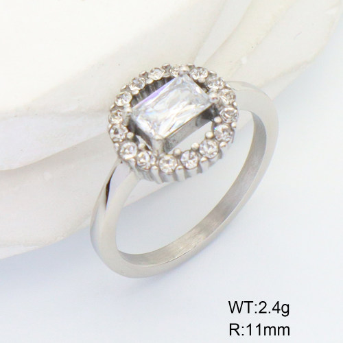 6R4000947vhha-106D  6-8#  Czech Stones & Zircon,Handmade Polished  Stainless Steel Ring