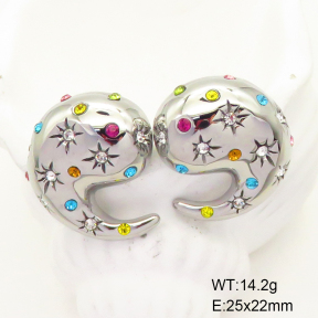 GEE001630bhva-066  Czech Stones,Handmade Polished  Stainless Steel Earrings