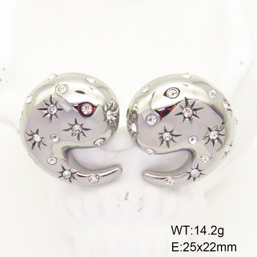 GEE001632bhva-066  Czech Stones,Handmade Polished  Stainless Steel Earrings