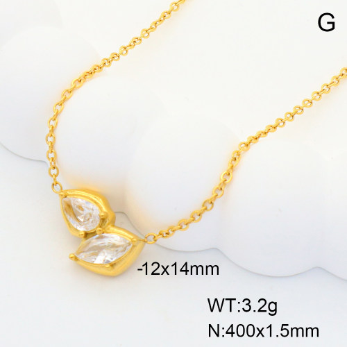 GEN001204bhva-066  Zircon,Handmade Polished  Stainless Steel Necklace