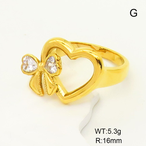 GER000857bhia-066  6-8#  Zircon,Handmade Polished  Stainless Steel Ring