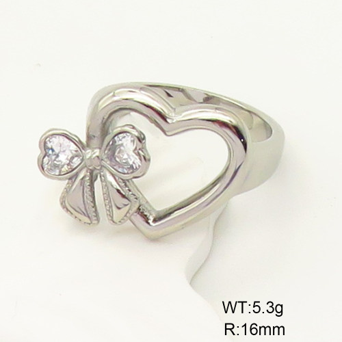 GER000858vhha-066  6-8#  Zircon,Handmade Polished  Stainless Steel Ring