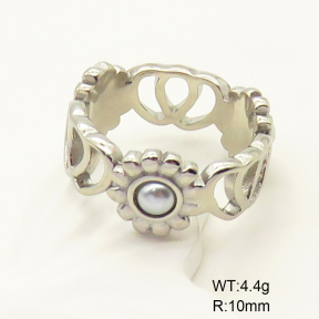 GER000872vhha-066  6-8#  Plastic Imitation Pearls,Handmade Polished  Stainless Steel Ring