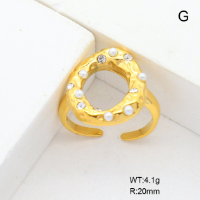 GER000924bhia-066  Plastic Imitation Pearls & Czech Stones,Handmade Polished  Stainless Steel Ring