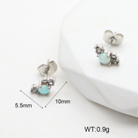 6E4004013bhva-106D  SS 316  Czech Stones & Synthetic Opal ,Handmade Polished  Stainless Steel Earrings